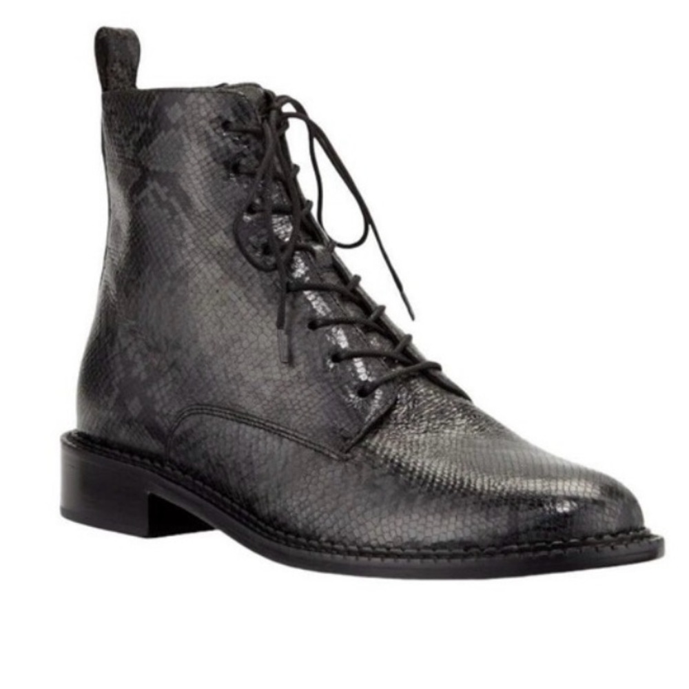 Vince Cabria Black Python Embossed Leather Lace-U… - image 3